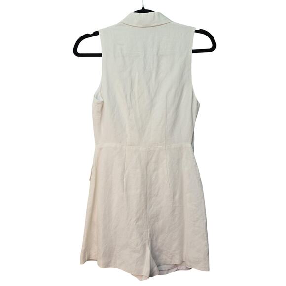 Express Romper Womens XXS Cream Sleeveless Double Breasted Blazer Linen Mob Wife - Picture 2 of 11